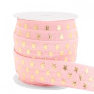 Elastisch lint 15mm stars Vintage pink